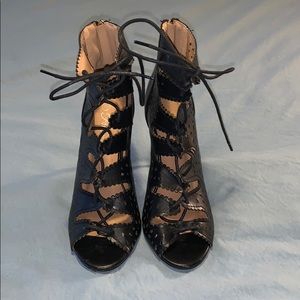 Black laced booties